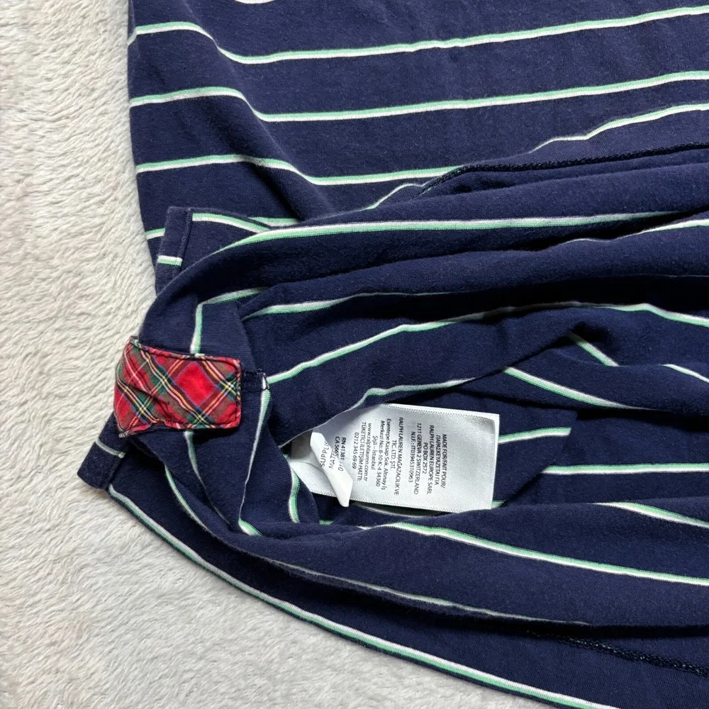 Ralph Lauren Polo Golf Shirt Mens L Justin Thomas Big Pony‎ AJGA Striped Blue
